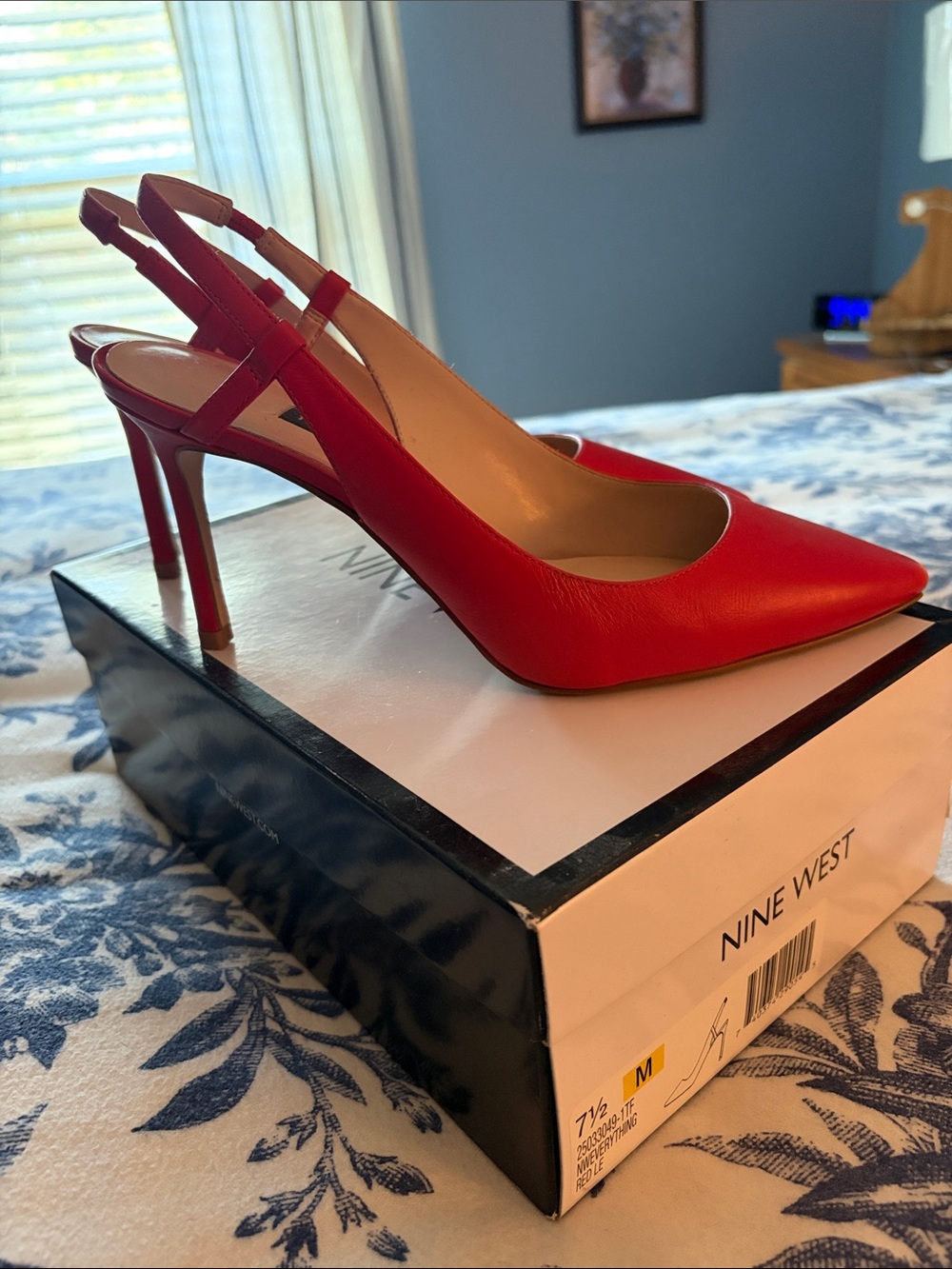 Nine West Red Pointed-Toe Slingback Pumps